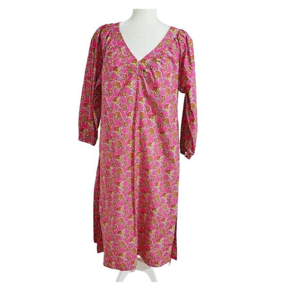 J. Crew Collection Tie Waist Cotton Poplin Dress in Ratti Pink Blooms Floral S - Picture 7 of 11